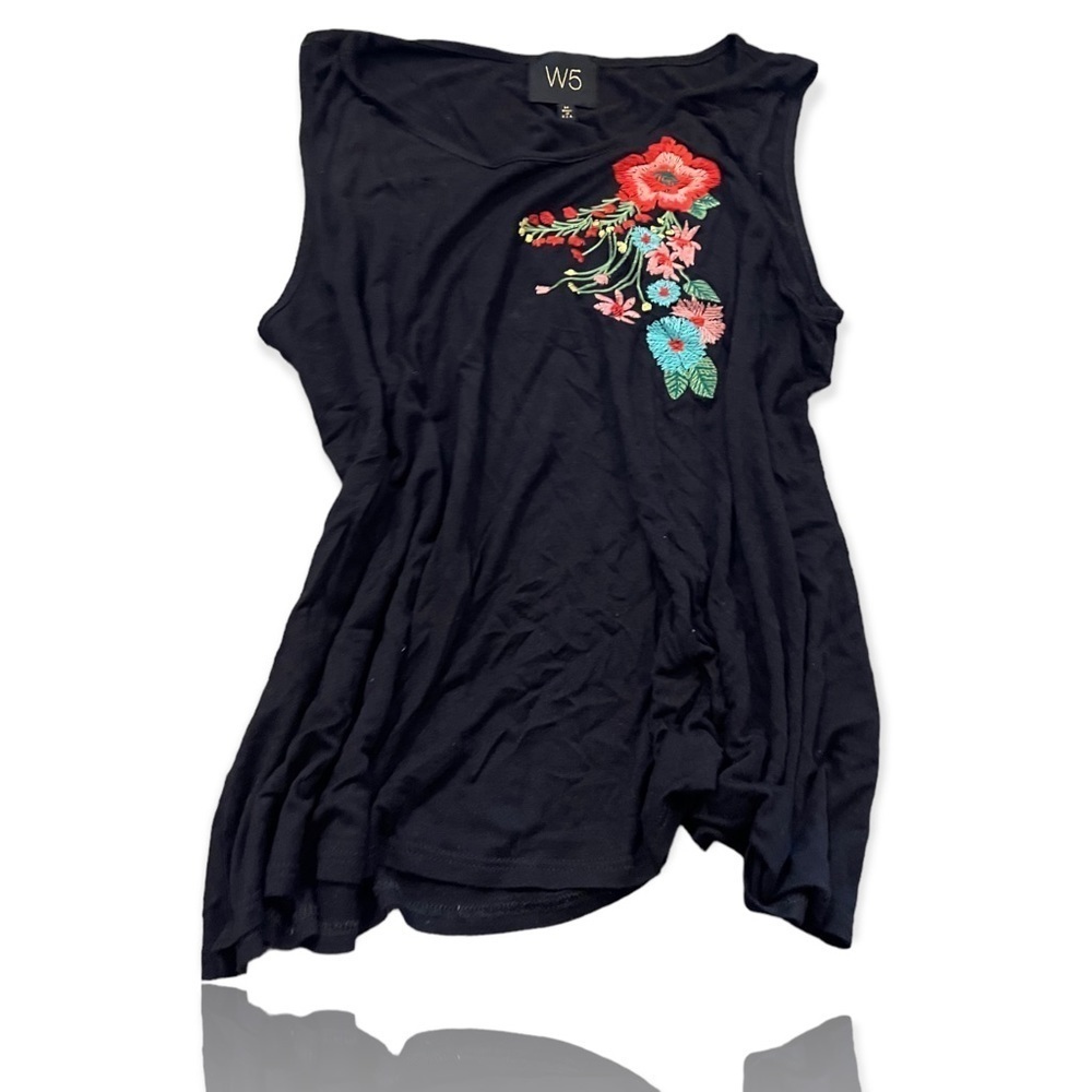 New womens boho embroidered flower tank